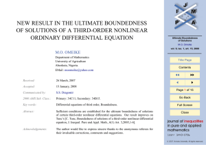 NEW RESULT IN THE ULTIMATE BOUNDEDNESS ORDINARY DIFFERENTIAL EQUATION