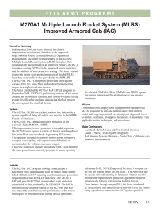 M270A1 Multiple Launch Rocket System (MLRS) Improved Armored Cab (IAC)