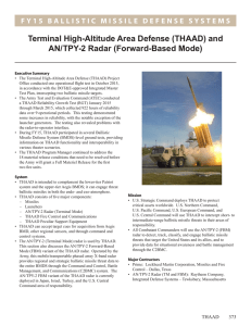 Terminal High-Altitude Area Defense (THAAD) and AN/ TPY-2 Radar (Forward-Based Mode)
