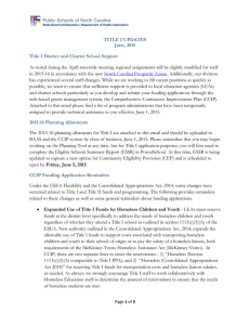 TITLE I UPDATES June, 2015  Title I District and Charter School Support