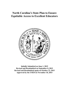 North Carolina’s State Plan to Ensure Equitable Access to Excellent Educators