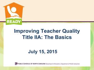 Improving Teacher Quality Title IIA: The Basics July 15, 2015