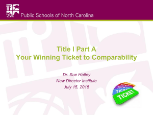 Title l Part A Your Winning Ticket to Comparability  Dr. Sue Hatley