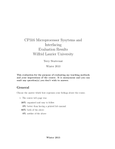 CP316 Microprocessor Sysytems and Interfacing Evaluation Results Wilfrid Laurier University