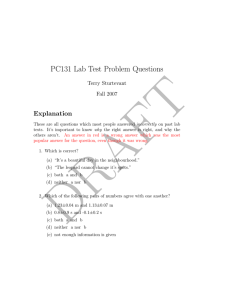 PC131 Lab Test Problem Questions Explanation Terry Sturtevant Fall 2007