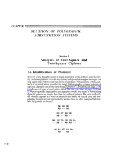 SOLUTION OF POLYGRAPHIC SUBSTITUTION SYSTEMS Analysis of Four-Square and Two-Square Ciphers