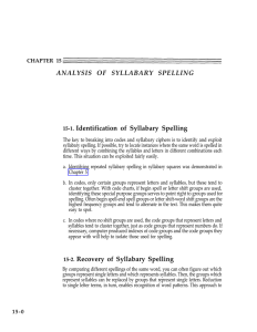 ANALYSIS OF SYLLABARY SPELLING Identification of Syllabary Spelling