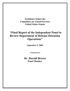 “Final Report of the Independent Panel to Operations”