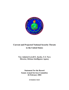Current and Projected National Security Threats to the United States
