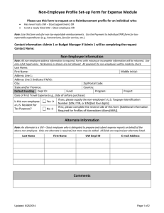 Non-Employee Profile Set-up Form for Expense Module
