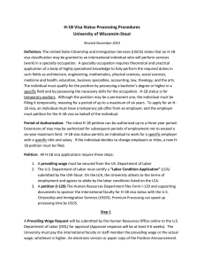 H-1B Visa Status Processing Procedures University of Wisconsin-Stout