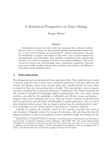 A Statistical Perspective on Data Mining Ranjan Maitra
