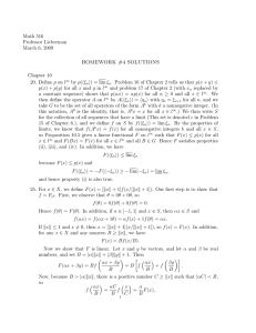 Math 516 Professor Lieberman March 6, 2009 HOMEWORK #4 SOLUTIONS