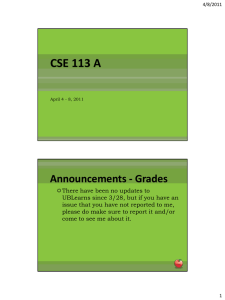 CSE 113 A Announcements - Grades