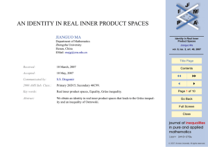 AN IDENTITY IN REAL INNER PRODUCT SPACES JJ J II