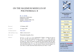 ON THE MAXIMUM MODULUS OF POLYNOMIALS. II JJ II