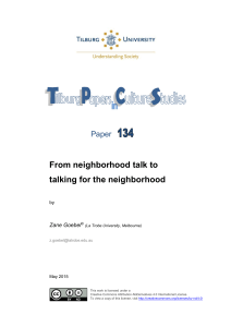 From neighborhood talk to talking for the neighborhood Paper