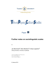 Paper  Further notes on sociolinguistic scales Jan Blommaert