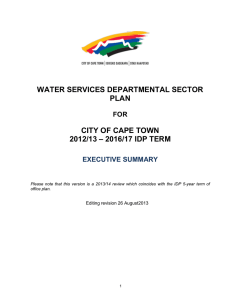 WATER SERVICES DEPARTMENTAL SECTOR PLAN CITY OF CAPE TOWN