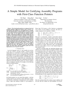 A Simple Model for Certifying Assembly Programs with First-Class Function Pointers