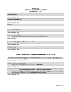 2014-2015 ANNUAL ASSESSMENT REPORT