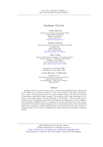 Analogue Gravity Carlos Barcel´ o Living Rev. Relativity, 8, (2005), 12