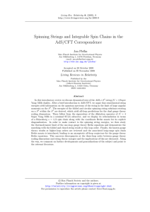 Spinning Strings and Integrable Spin Chains in the AdS/CFT Correspondence Jan Plefka