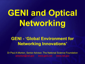 GENI and Optical Networking ‘Global Environment for GENI -