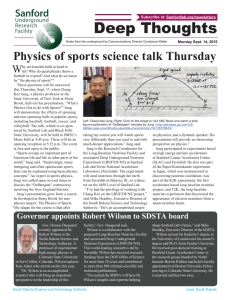 Deep Thoughts Physics of sports science talk Thursday W