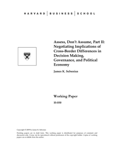 Assess, Don’t Assume, Part II: Negotiating Implications of Cross-Border Differences in Decision Making,