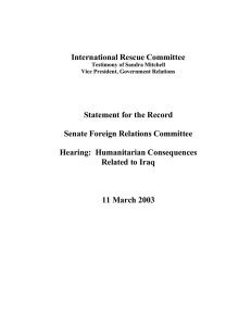 International Rescue Committee Statement for the Record  Senate Foreign Relations Committee