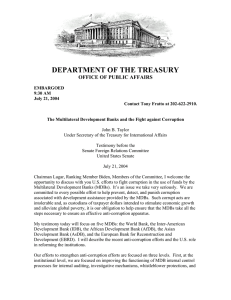 DEPARTMENT OF THE TREASURY OFFICE OF PUBLIC AFFAIRS