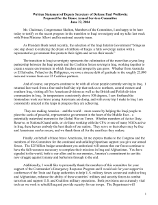 Written Statement of Deputy Secretary of Defense Paul Wolfowitz