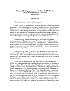 Statement for Deputy Secretary of Defense Paul Wolfowitz May 18, 2004