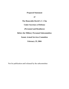 Prepared Statement of The Honorable David S. C. Chu Under Secretary of Defense