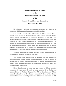 Statement of Gene H. Porter to the Subcommittee on AirLand of the