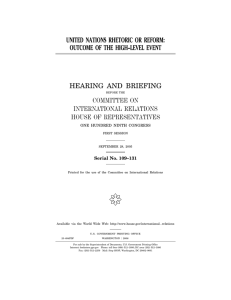 ( UNITED NATIONS RHETORIC OR REFORM: OUTCOME OF THE HIGH–LEVEL EVENT