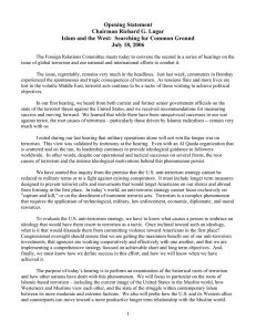 Opening Statement Chairman Richard G. Lugar July 18, 2006