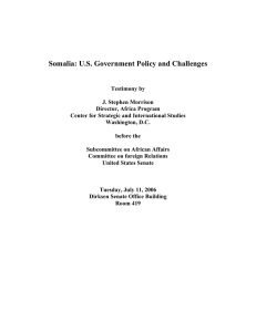 Somalia: U.S. Government Policy and Challenges