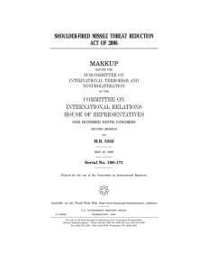 ( SHOULDER-FIRED MISSILE THREAT REDUCTION ACT OF 2006 MARKUP