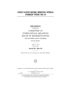 ( UNITED NATIONS REFORM: IMPROVING INTERNAL OVERSIGHT WITHIN THE UN HEARING