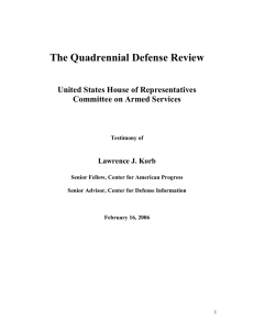 The Quadrennial Defense Review  United States House of Representatives