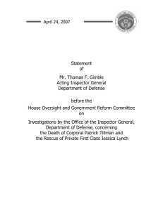 Statement of Mr. Thomas F. Gimble Acting Inspector General