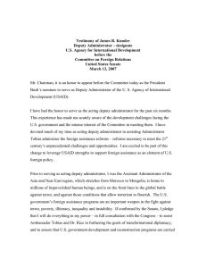Testimony of James R. Kunder Deputy Administrator – designate