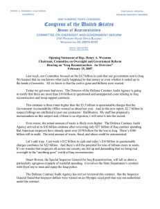 Opening Statement of Rep. Henry A. Waxman