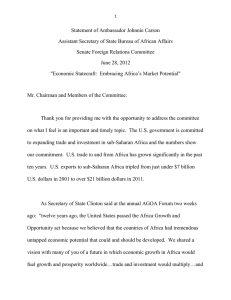 Statement of Ambassador Johnnie Carson Senate Foreign Relations Committee