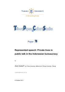 Paper  Represented speech: Private lives in public talk in the Indonesian bureaucracy