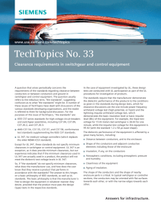TechTopics No. 33 Clearance requirements in switchgear and control equipment www.usa.siemens.com/techtopics