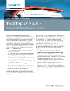 TechTopics No. 85 Temperature limitations for user’s power cables www.usa.siemens.com/techtopics