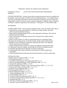 Mathematics, Statistics &amp; Computer Science Department  COURSE NO./TITLE: CS-458 ADVANCED SOFTWARE ENGINEERING